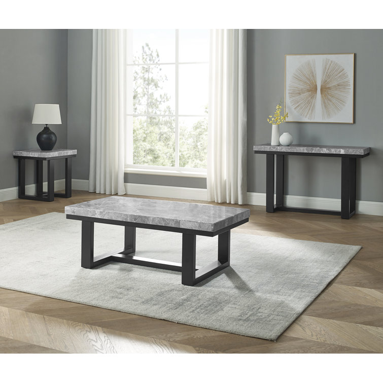 Hokku Designs Anagabriel 3 Piece Marble Top Living Room Table Set